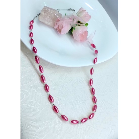 Náhrdelník perličkový růžový NJ032