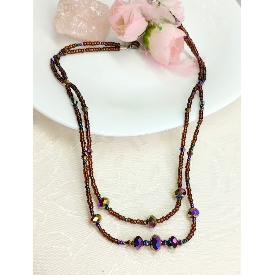 Náhrdelník Evelin perličkový s krystaly NJ037