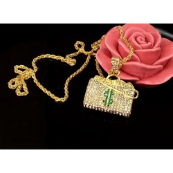 Náhrdelník Kabelka dolar se zirkony NJ040