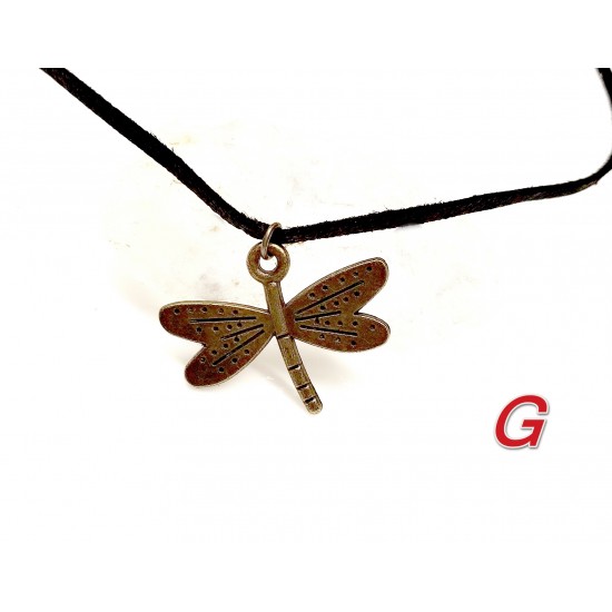 Náhrdelníky z černé kůže s mosaznými přívěsky NR029