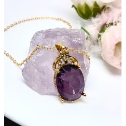 Náhrdelník Bára s fialovým zirkonem ve zlatém provedení NJ020