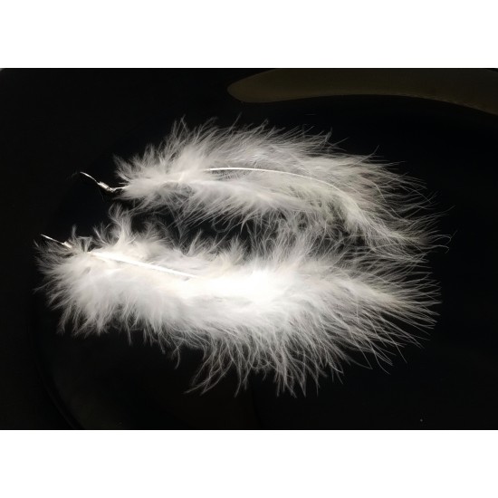 Náušnice peříčka bílá delší NA012B