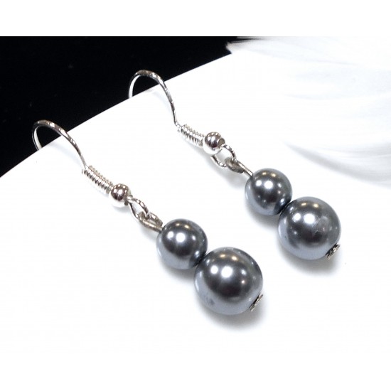 Náušnice perličkové šedé Na007