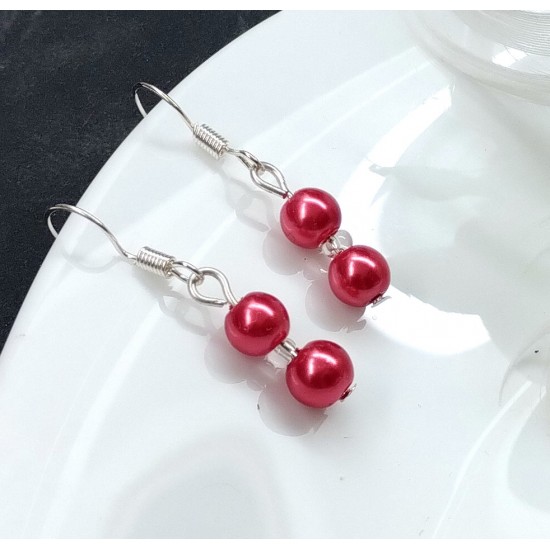 Náušnice Denisa perličkové červené světlé NA075