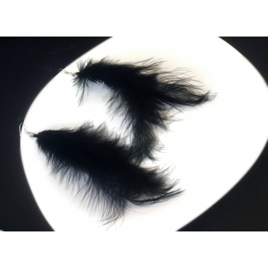 Náušnice peříčka černá delší NA012A