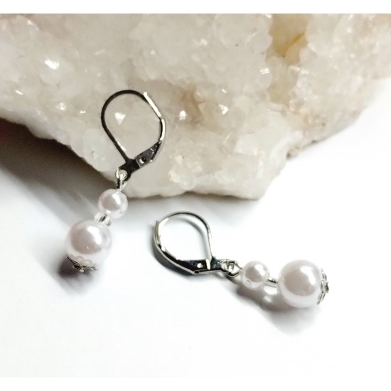 Náušnice Feria bílé perličkové NA080