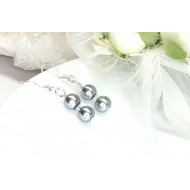 Náušnice Anna perličkové stříbro-šedé NA110