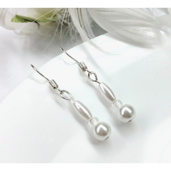 Náušnice perličkové bílé Na138