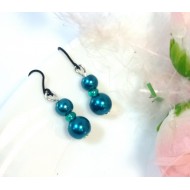 Náušnice hypoalergenní perličkové petrolejové NAH03a