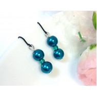 Náušnice hypoalergenní perličkové petrolejové NAH03b