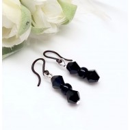 Náušnice hypoalergenní Krystal černé s modrými odlesky NAH05b