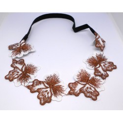 Čelenka do vlasů s kvítky hnědá C120D