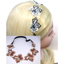 Čelenka do vlasů s kvítky hnědá C120D