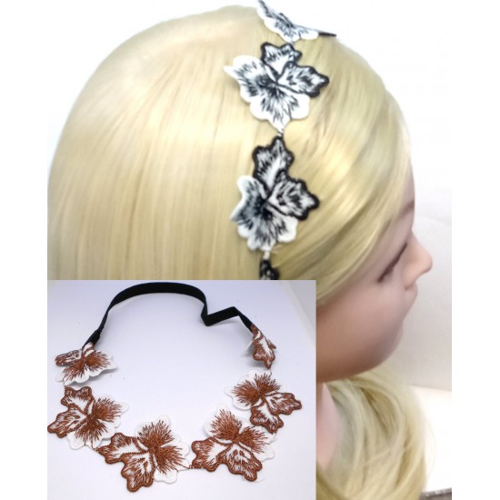 Čelenka do vlasů s kvítky hnědá C120D
