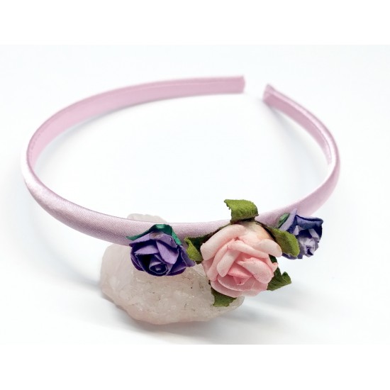 Darina čelenka do vlasů saténová s růžičkami C005