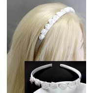 Čelenka do vlasů Ali s růžičkami bílá C006