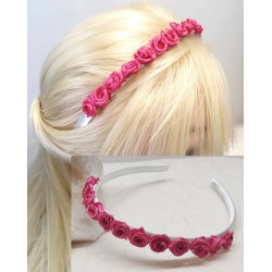 Diana čelenka do vlasů bílá saténová s růžičkami C006D