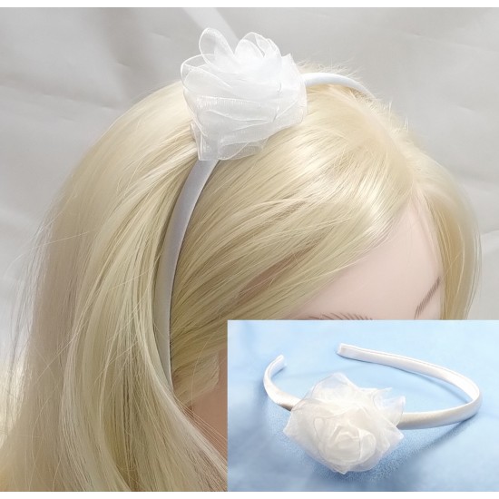 Čelenka do vlasů Bílá růže C057a