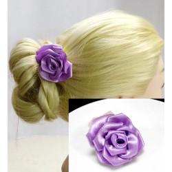 Brož 3v1 do vlasů růžička saténová fialová BR007
