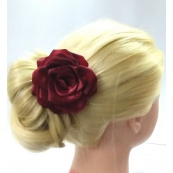Brož 3v1 bordó saténová růžička  BR045