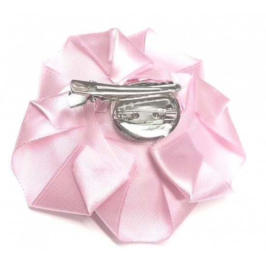 Brož 3v1 růže světle růžová saténová BR016