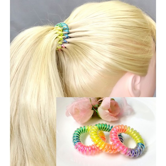 Gumička do vlasů duhová spirála (sada 3ks) G053