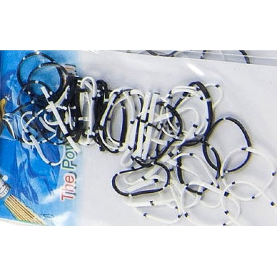 Gumička do vlasů silikonová černá + bílá (40ks) G011D