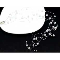 Aplikace do vlasů svatební dlouhá se sněhově bílými perličkami AP11D