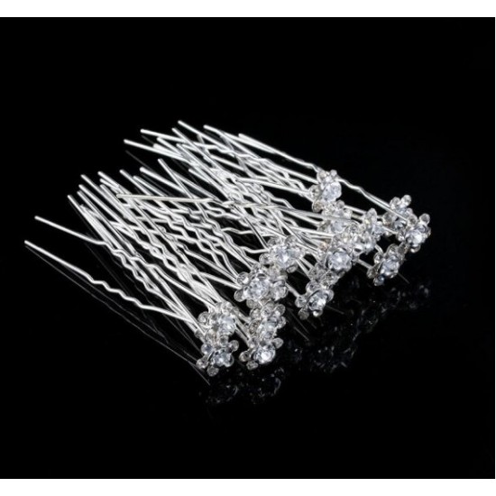 Vlásenka Růžička svatební stříbrná zdobená zirkony (sada 3ks) BV008