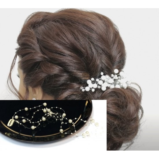 Aplikace do vlasů svatební se smetanovými perličkami AP11A