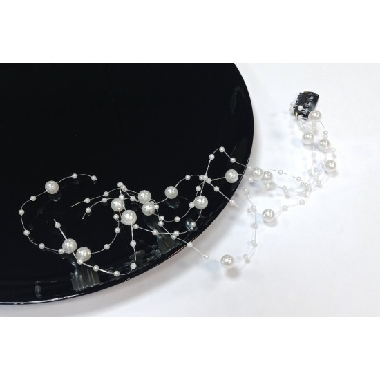 Aplikace do vlasů svatební se sněhově bílými perličkami AP11