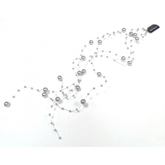 Aplikace do vlasů svatební se stříbrnými perličkami AP11B