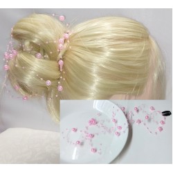 Aplikace do vlasů svatební s růžovými perličkami AP11R