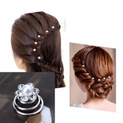 Aplikace do vlasů spirála zirkonový květ s perličkou (sada 3ks) AP9