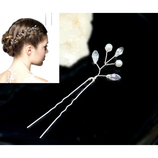 Vlásenka Adelia svatební z krystalů s perličkami BV013