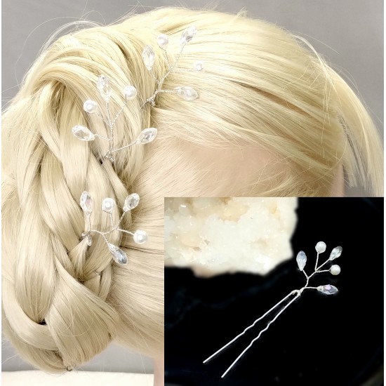 Vlásenka Adelia svatební z krystalů s perličkami BV013