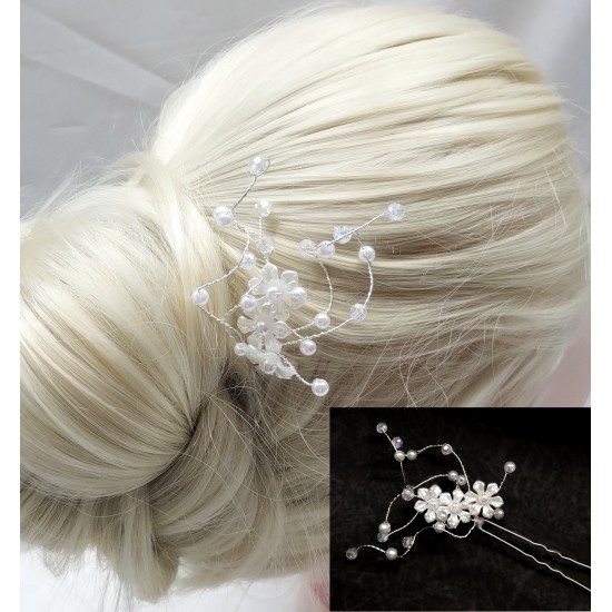 Vlásenka Adelia svatební kvítky a perličkami BV012b