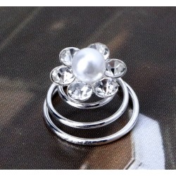 Aplikace do vlasů spirála zirkonový květ s perličkou (sada 3ks) AP9