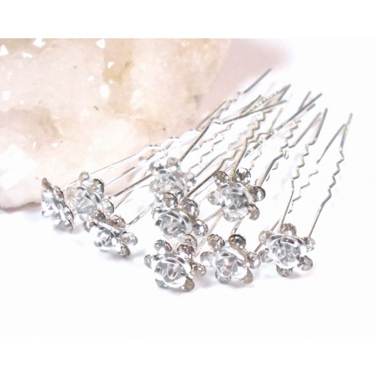 Vlásenka Růžička svatební stříbrná zdobená zirkony (sada 3ks) BV008