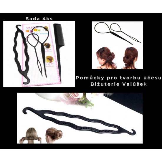 Pomůcky pro tvorbu účesů (sada 4 ks) Po8A