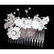 Hřebínek do vlasů bílý krajkový s perličkami  BH14d