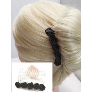 Hřebínek do vlasů Atlanta s růžičkami černý BH14g