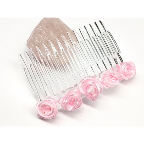 Hřebínek do vlasů Atlanta s růžovými růžičkami BH14e