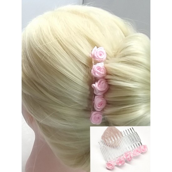 Hřebínek do vlasů Atlanta s růžovými růžičkami BH14e