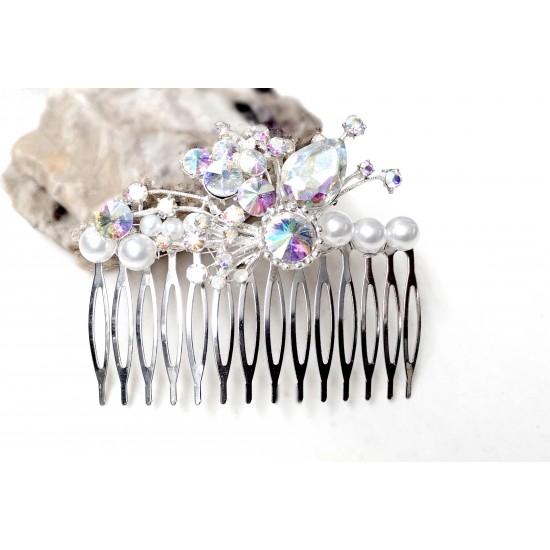 Hřebínek do vlasů Agáta svatební stříbrný BH23