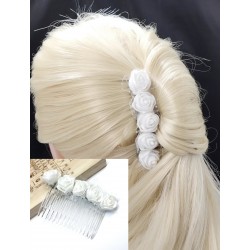 Hřebínek Amelie svatební bílý s většími růžičkami BH24