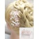 Hřebínek do vlasů Ariana svatební s růžovými kvítky a perličkami BH26