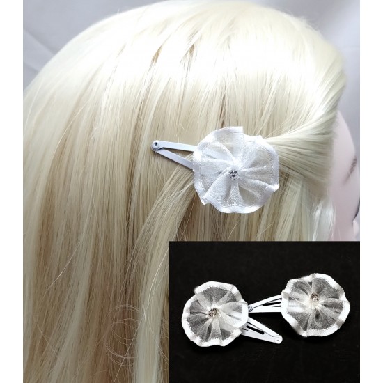 Dětské prolamovací sponky bílý kvítek (sada 2ks) PR17