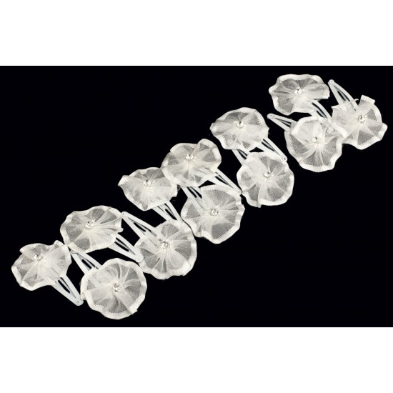 Dětské prolamovací sponky bílý kvítek (sada 2ks) PR17