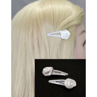 Dětské prolamovací sponky s bílou růžičkou sada (2ks) PR17E